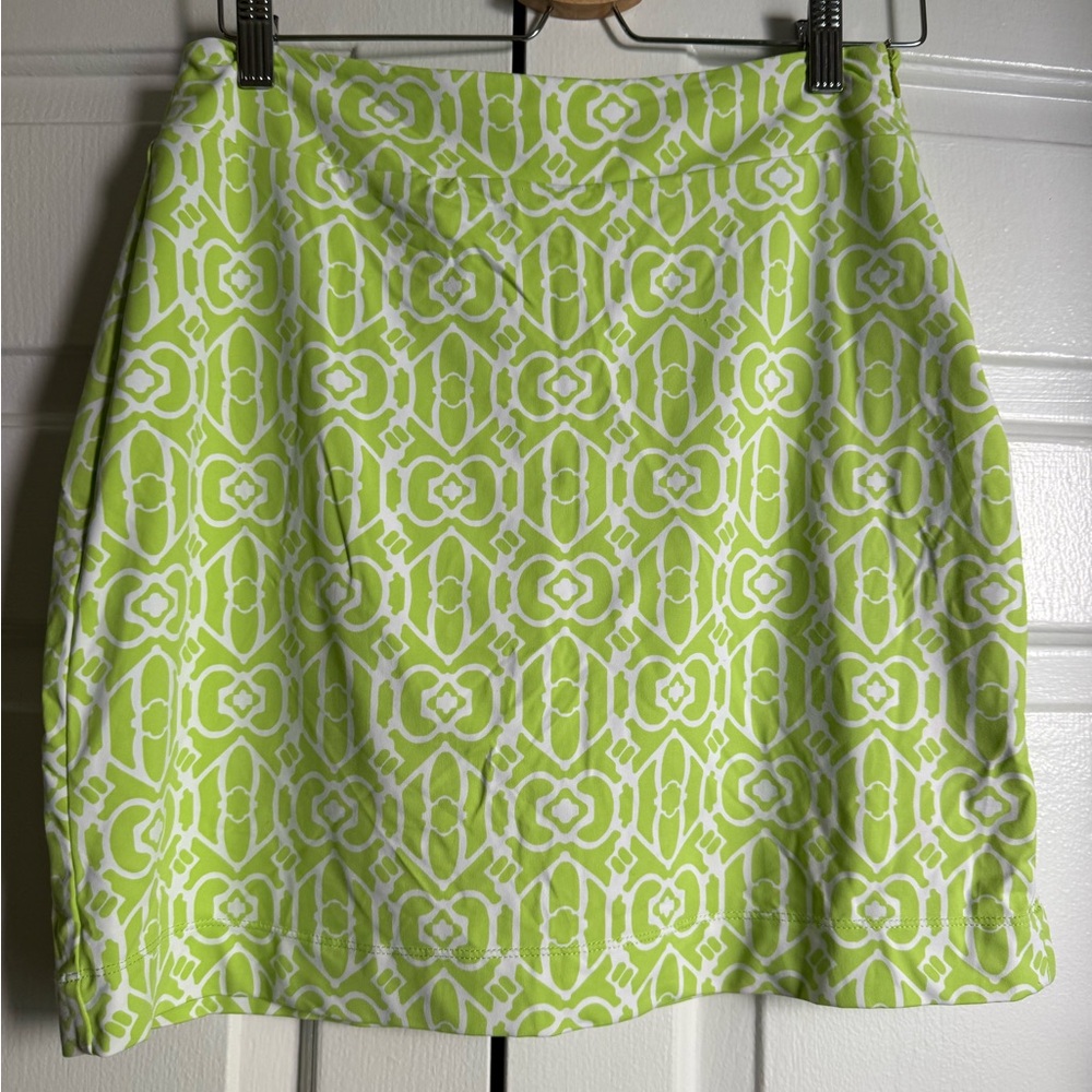 Sunsets & Sweet Tea Lime Green Printed Athletic Skort Sz S Stretch Preppy Active